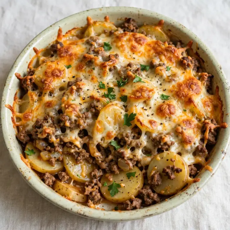 Cheesy Beef And Potato Casserole