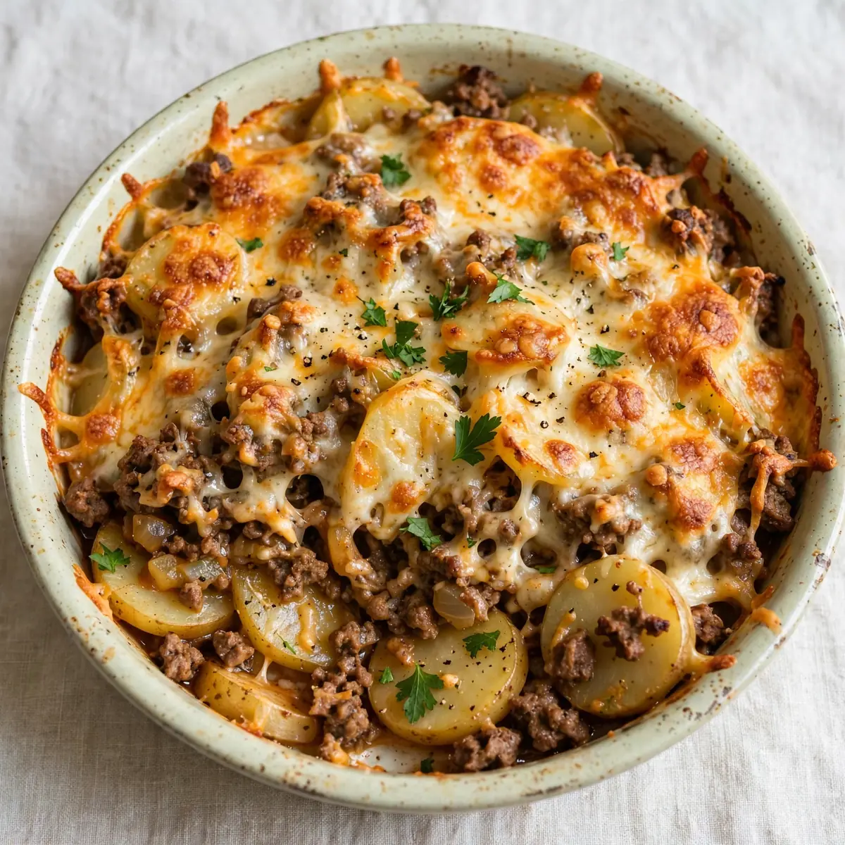 Cheesy Beef And Potato Casserole