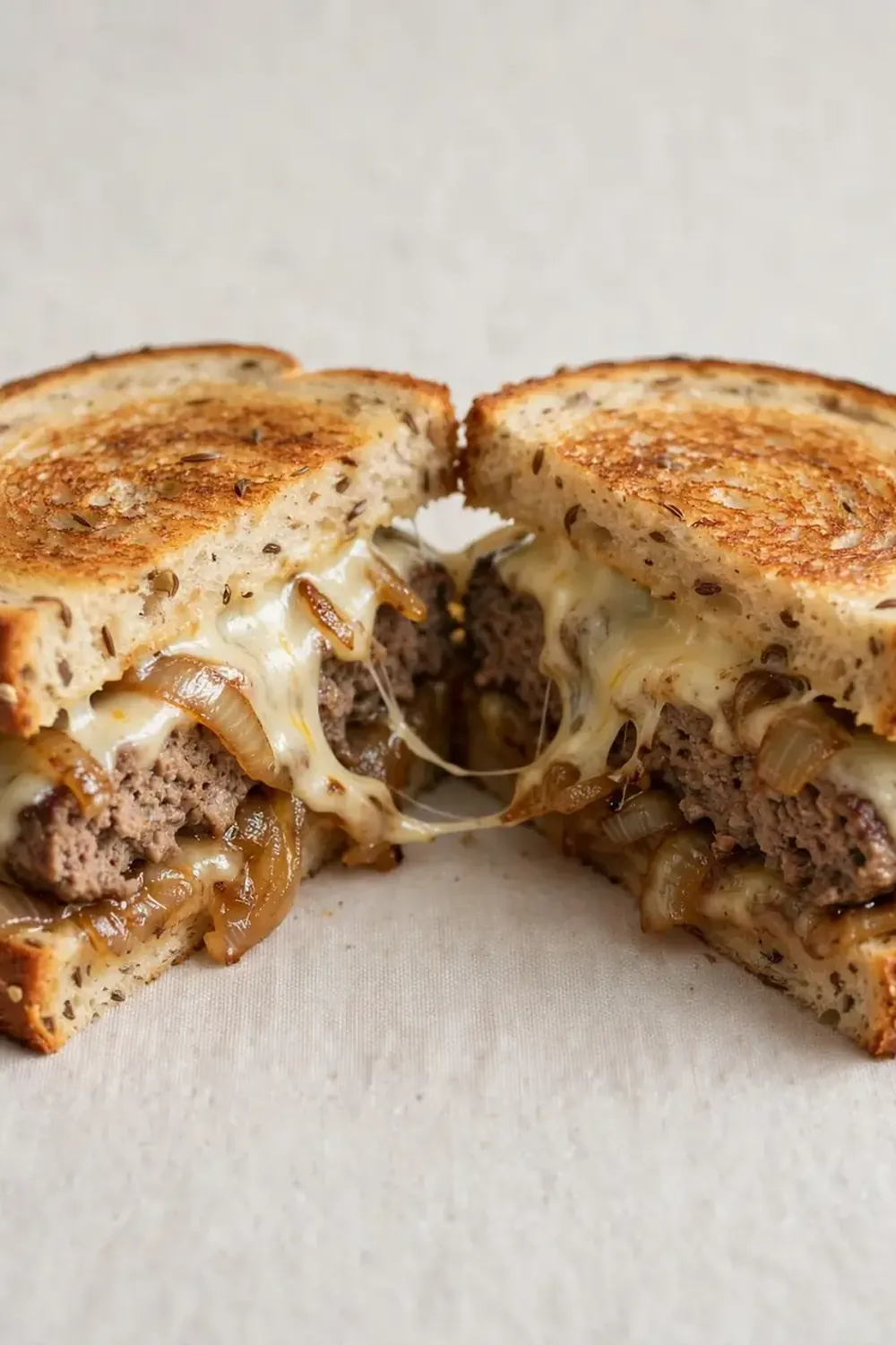 Classic Patty Melt on Rye Bread