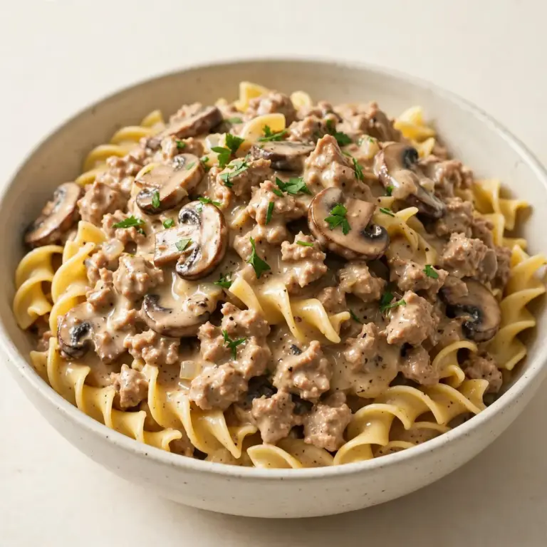 Easy 30-Minute Ground Turkey Stroganoff