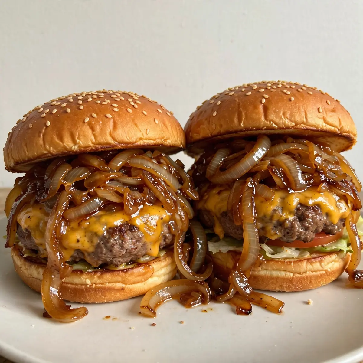 Juicy Beef Burgers With Caramelized Onions