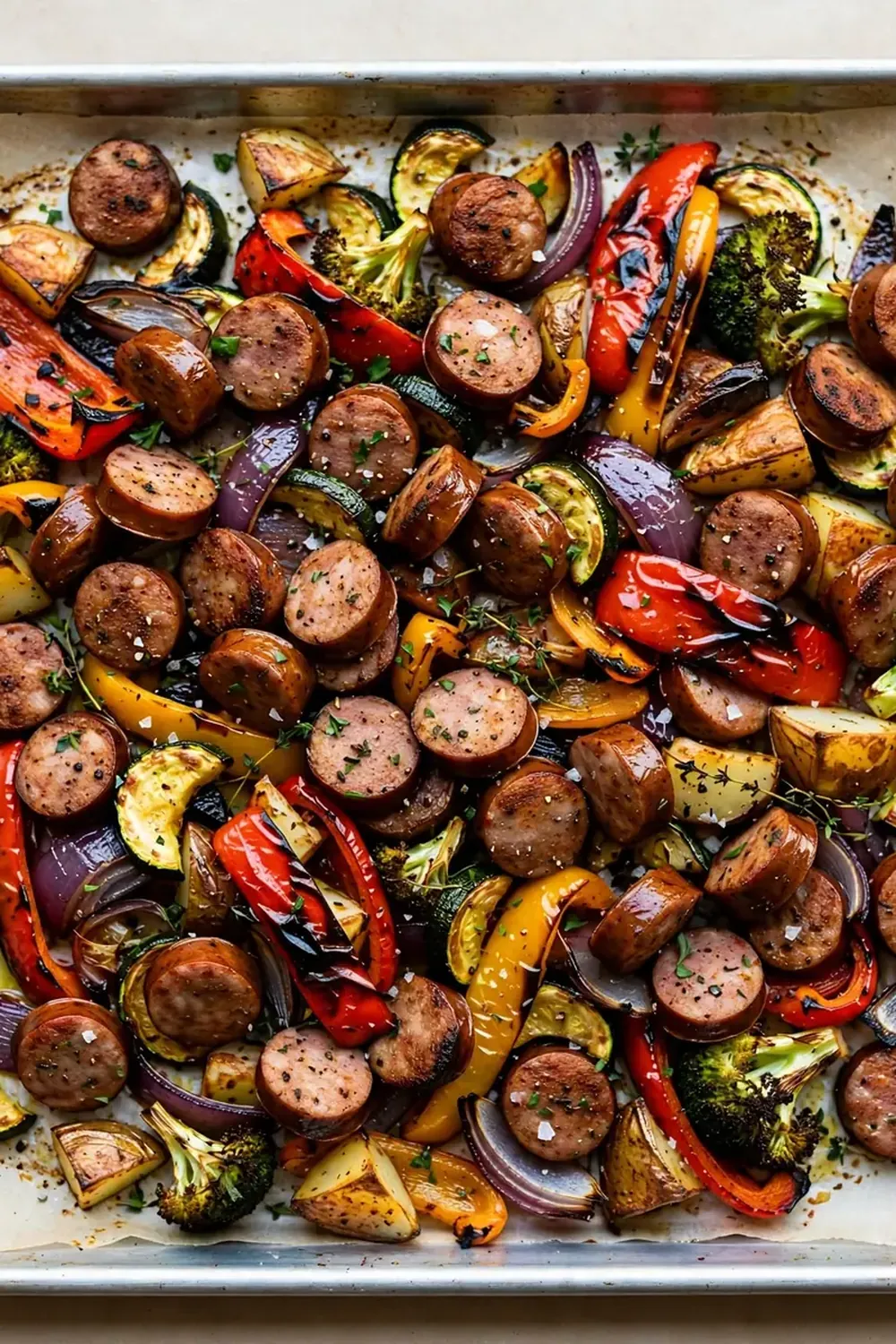 Sheet Pan Smoked Turkey Sausage and Veggies