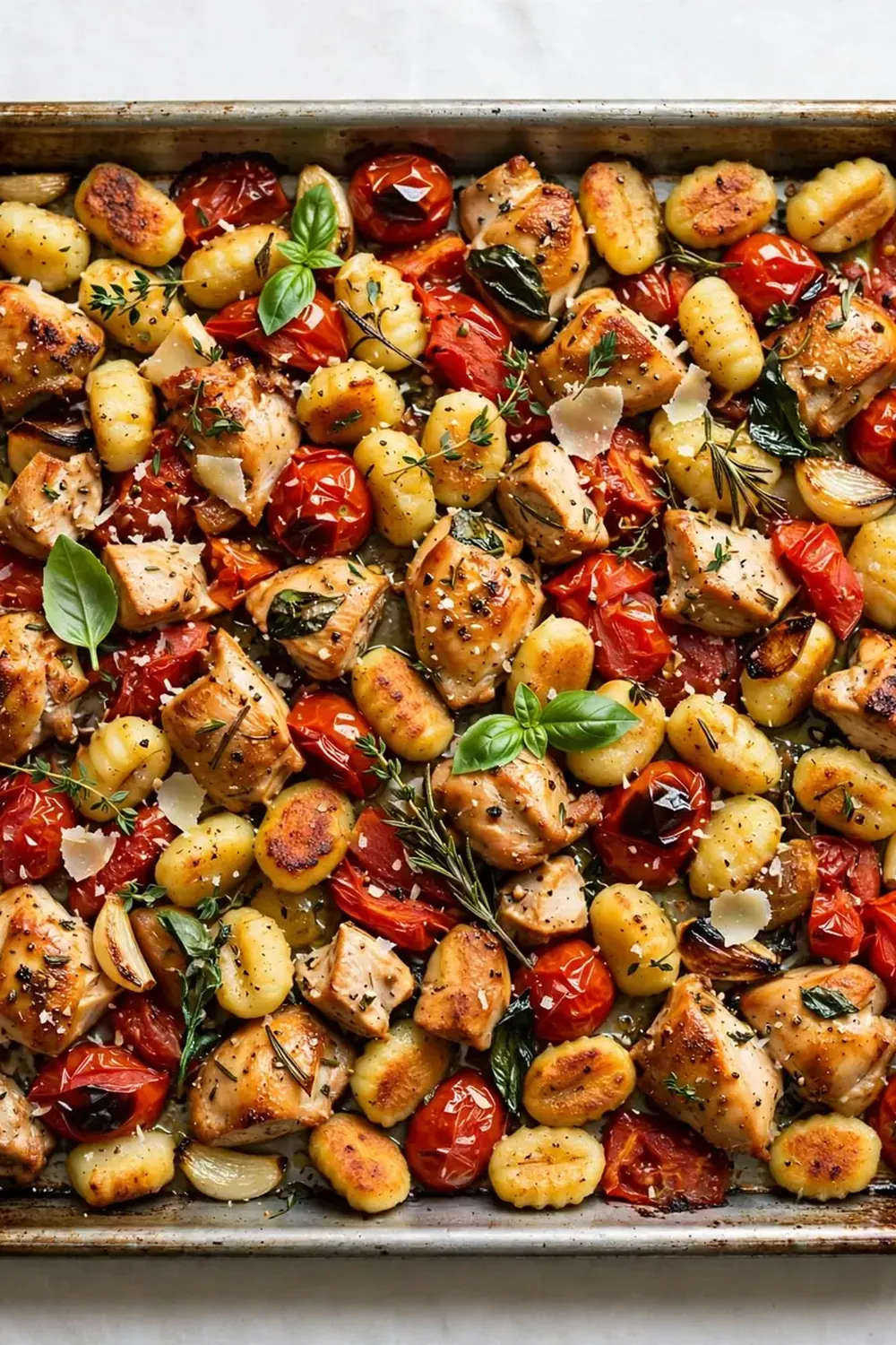 Sheet Pan Chicken Gnocchi and Tomatoes