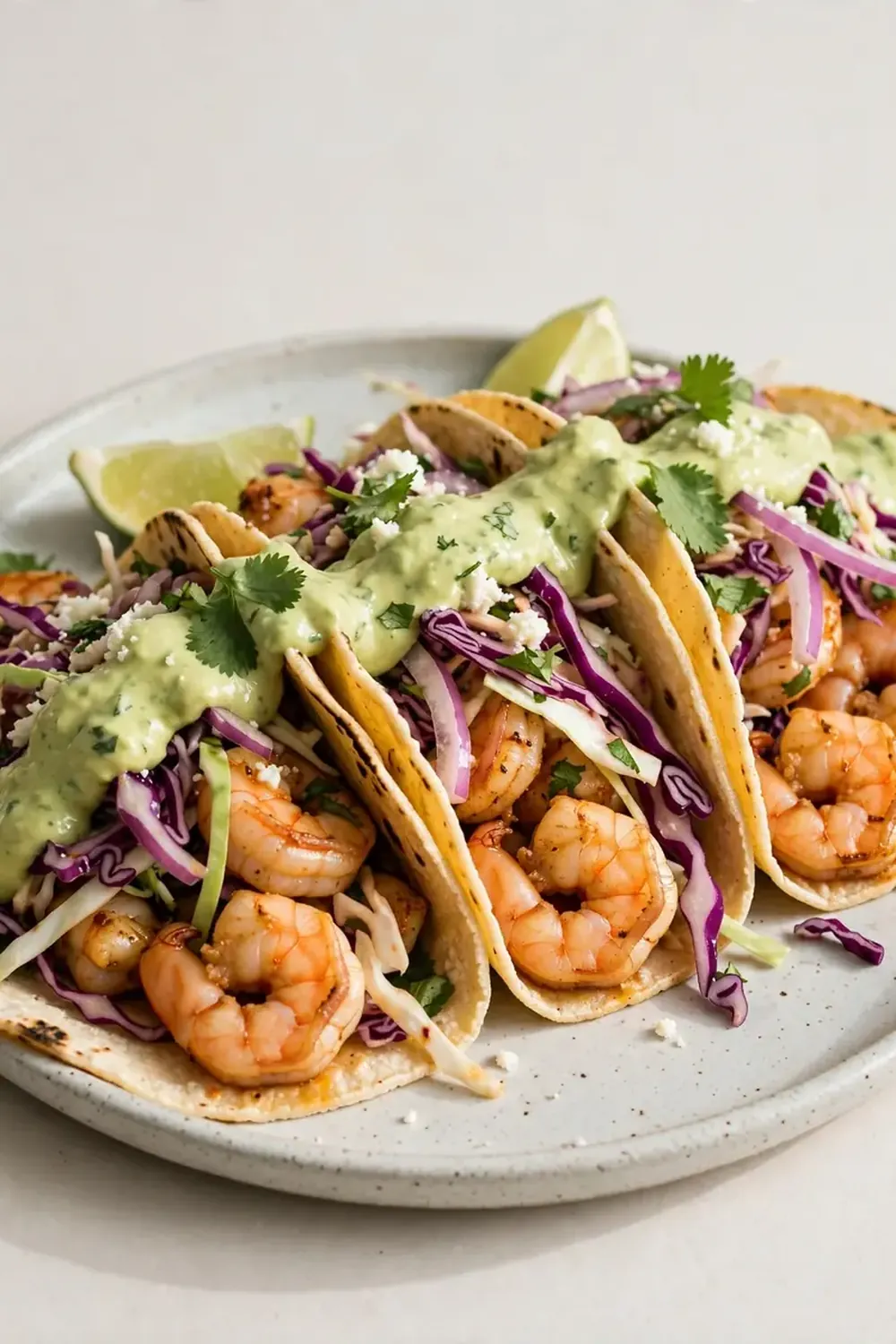 Shrimp Tacos with Avocado Cream