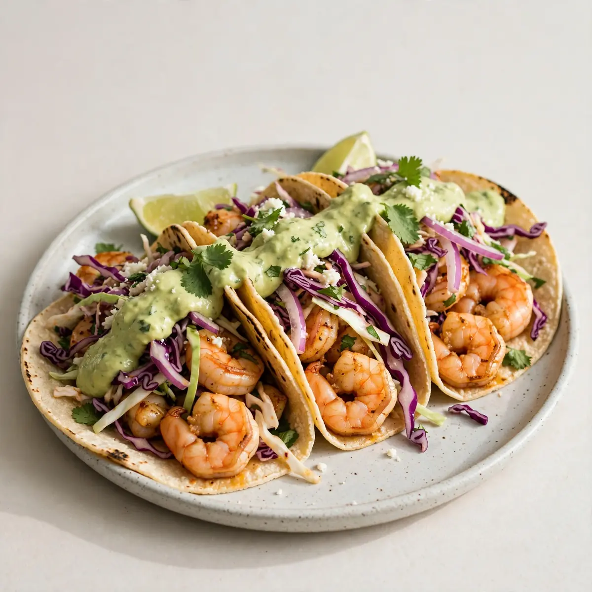 Shrimp Tacos With Avocado Cream